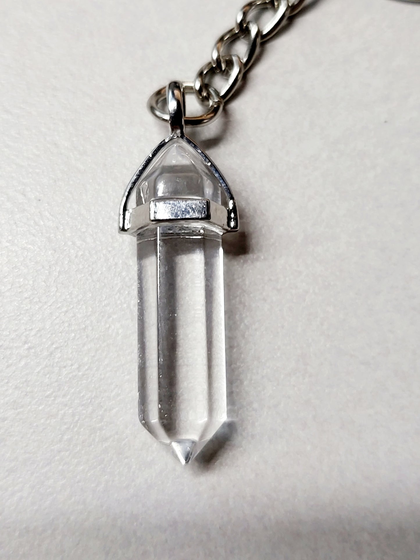 Clear Quartz Crystal Point Keychain