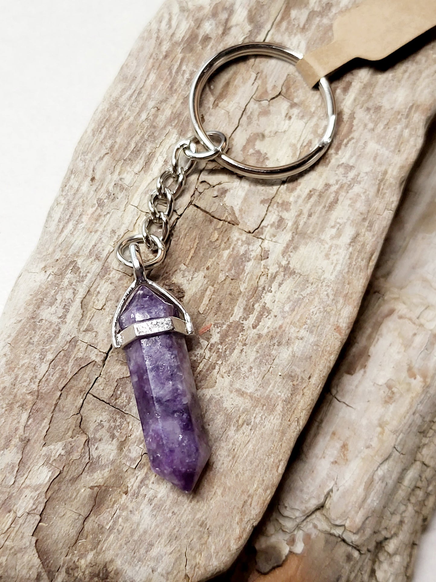 Amethyst Crystal Point Keychain