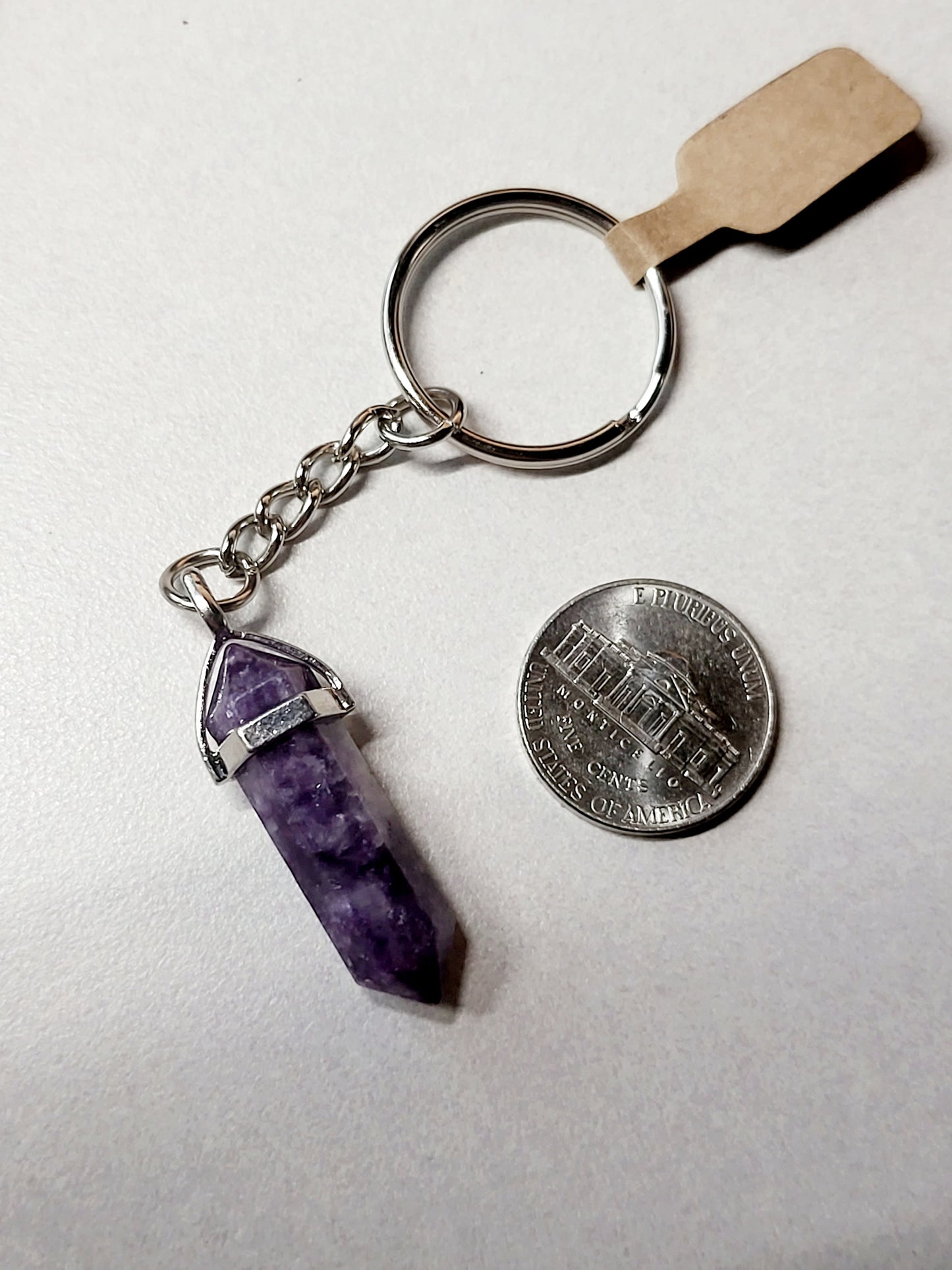 Amethyst Crystal Point Keychain