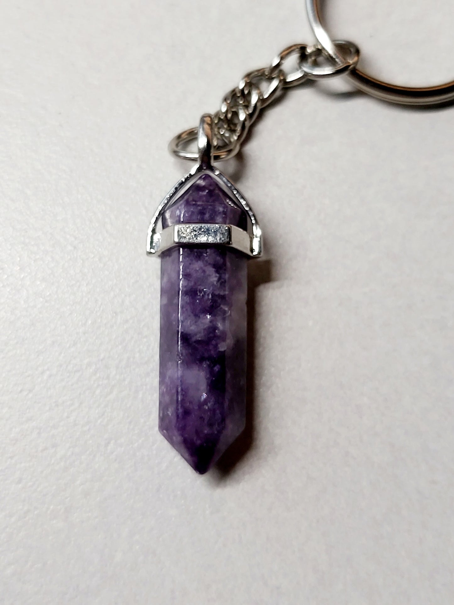 Amethyst Crystal Point Keychain