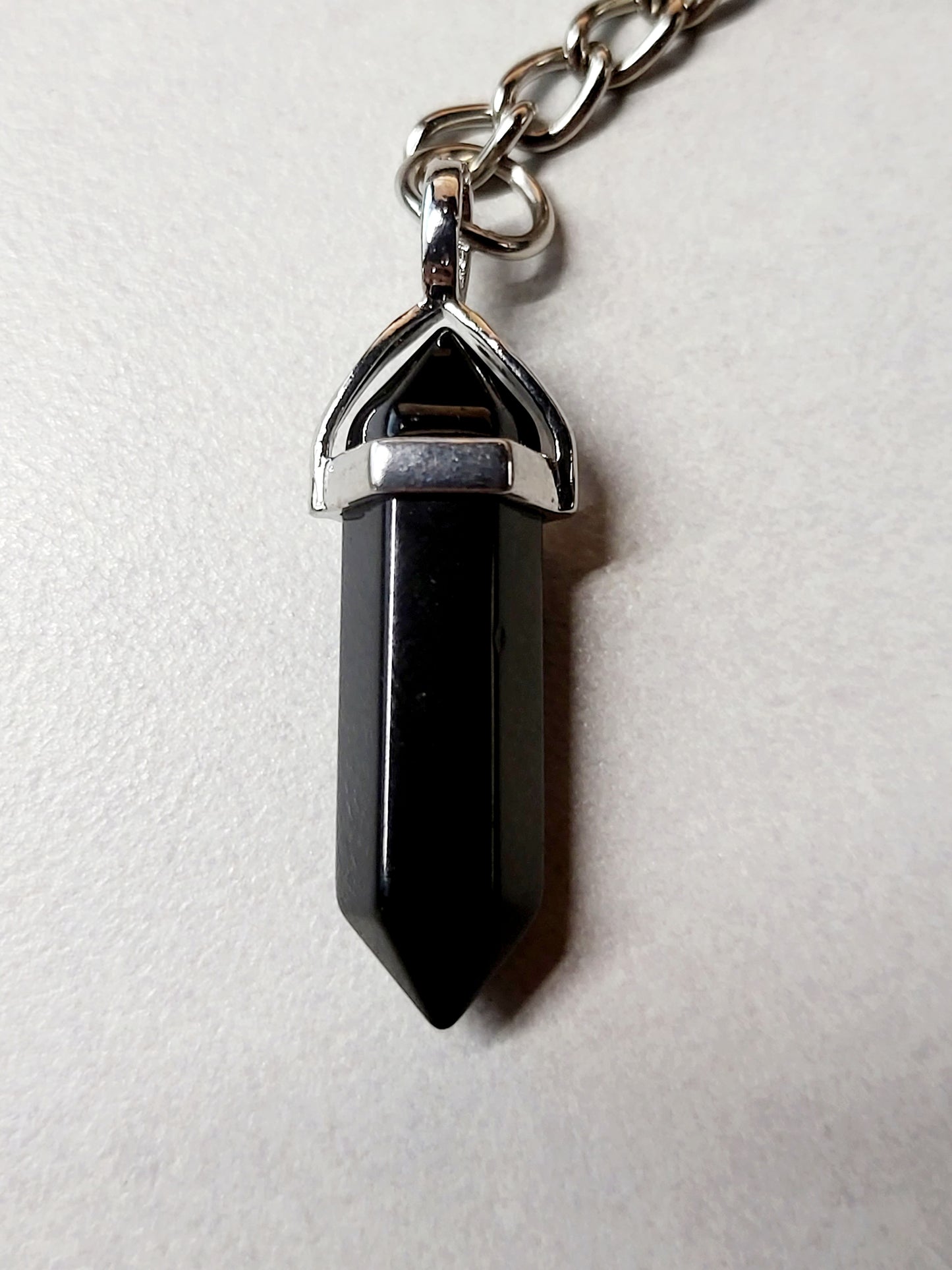 Obsidian Crystal Point Keychain