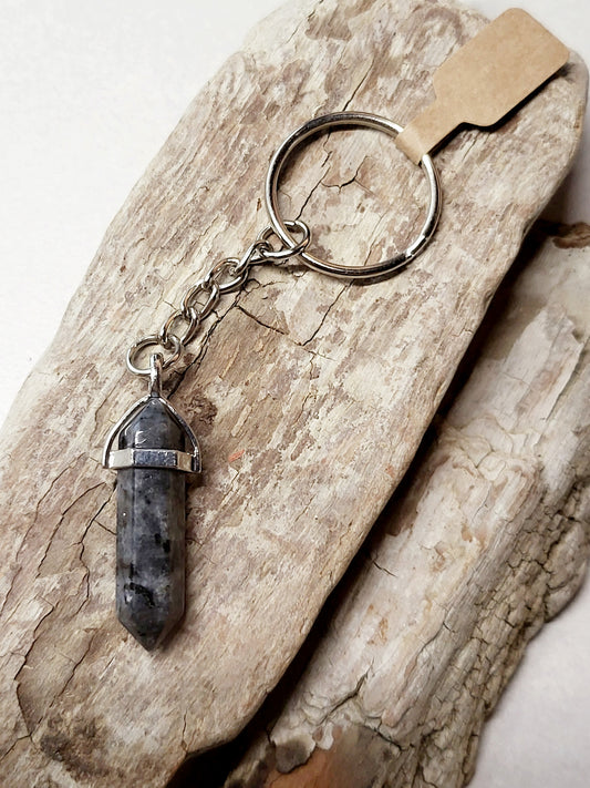 Larvikite Crystal Point Keychain