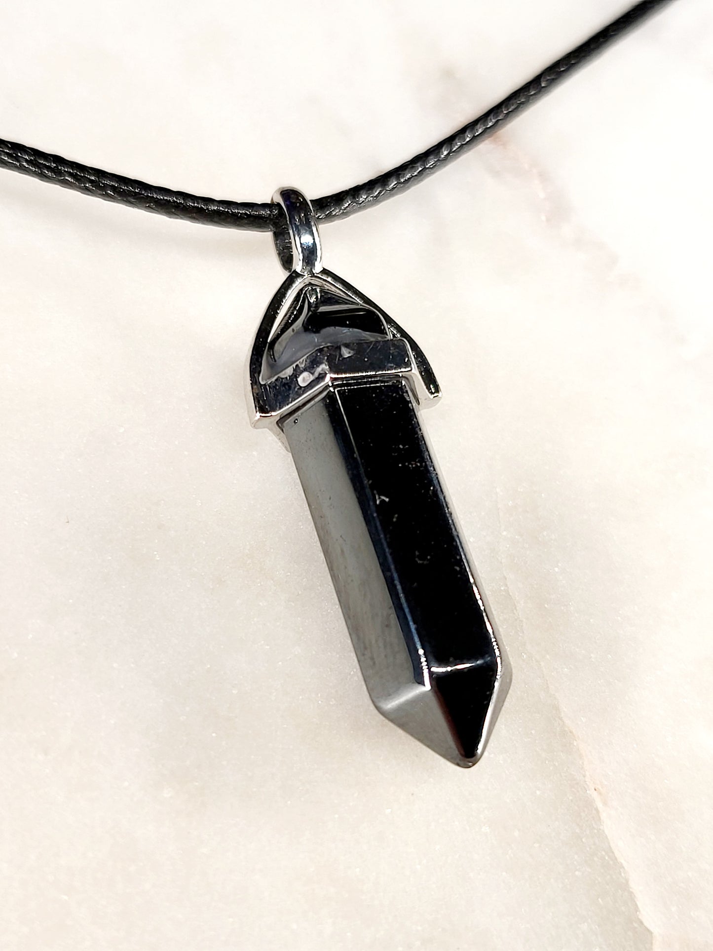 Obsidian Crystal Point Necklace