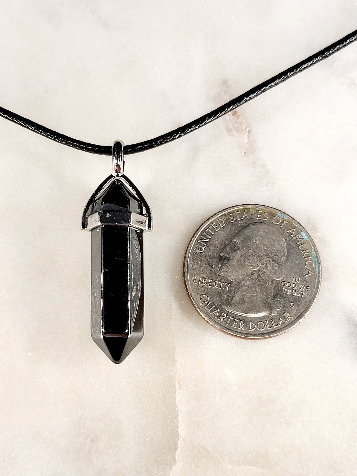 Obsidian Crystal Point Necklace