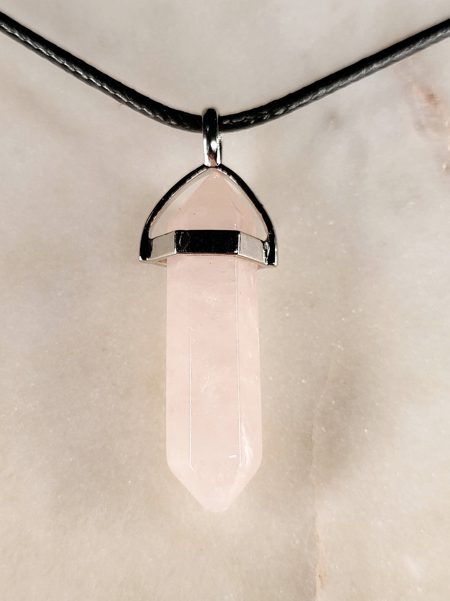 Rose Quartz Crystal Point Necklace