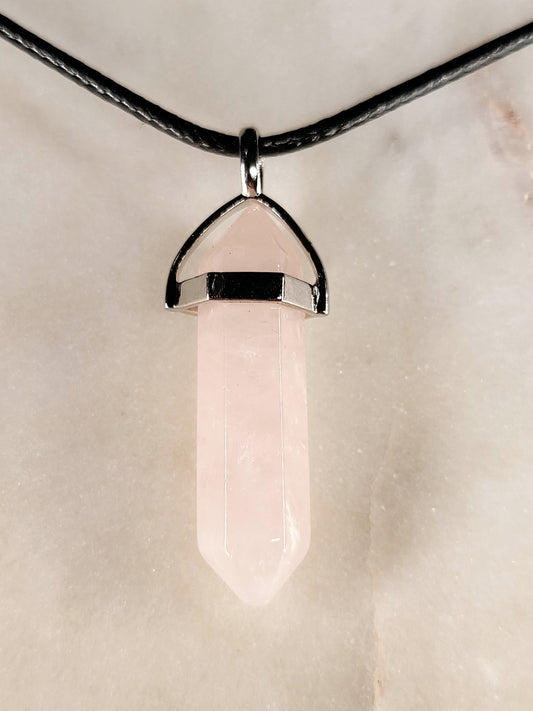 Rose Quartz Crystal Point Necklace