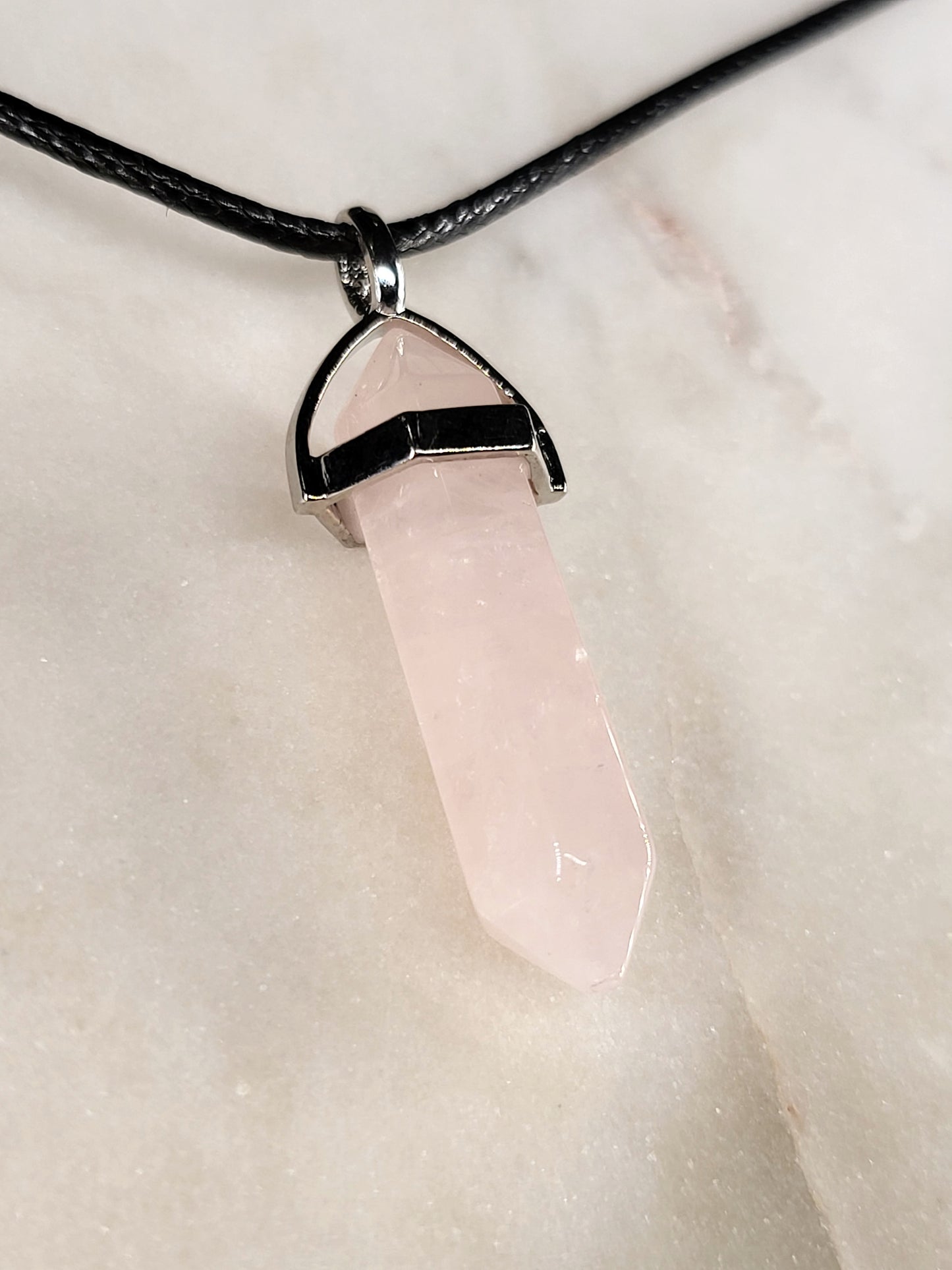 Rose Quartz Crystal Point Necklace