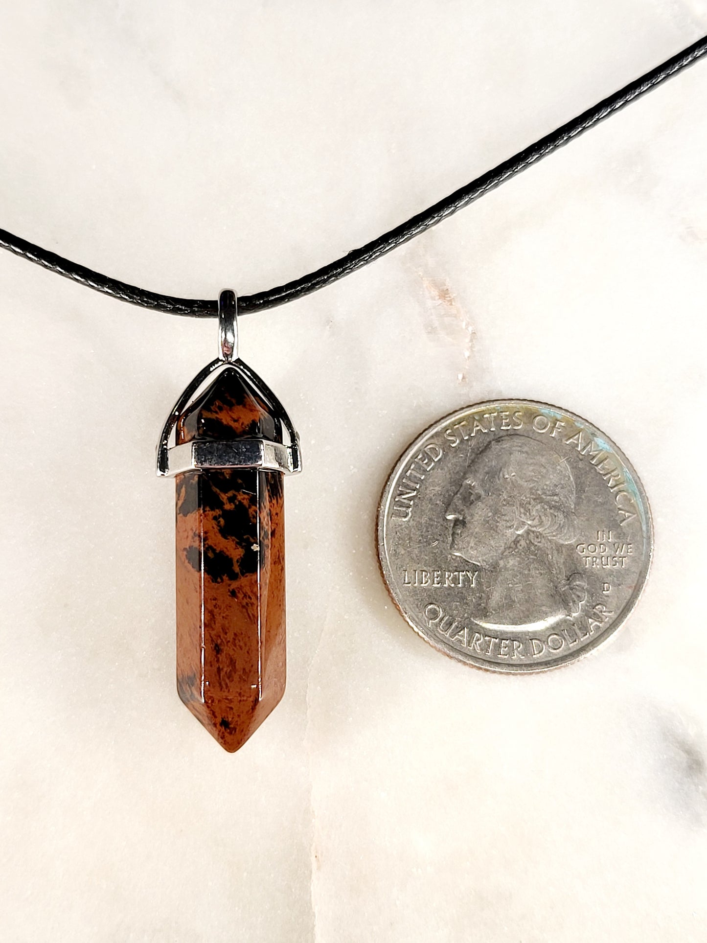 Mahogany Obsidian Crystal Point Necklace