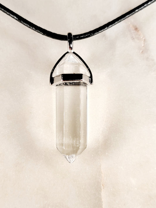 Clear Quartz Crystal Point Necklace