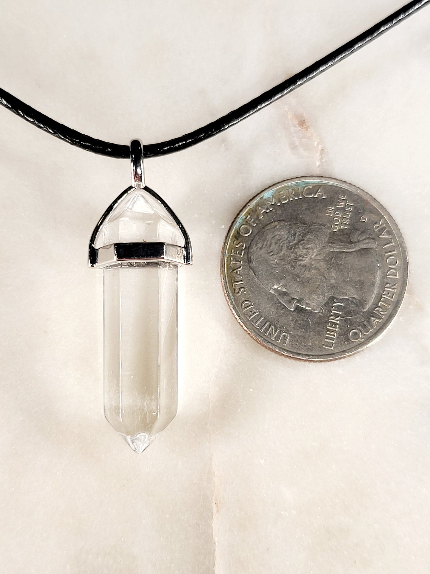 Clear Quartz Crystal Point Necklace