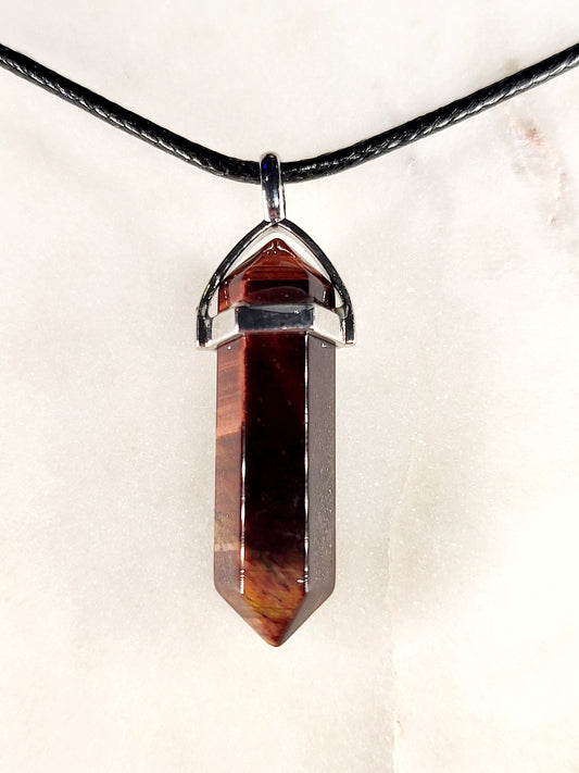 Tiger's Eye Crystal Point Necklace