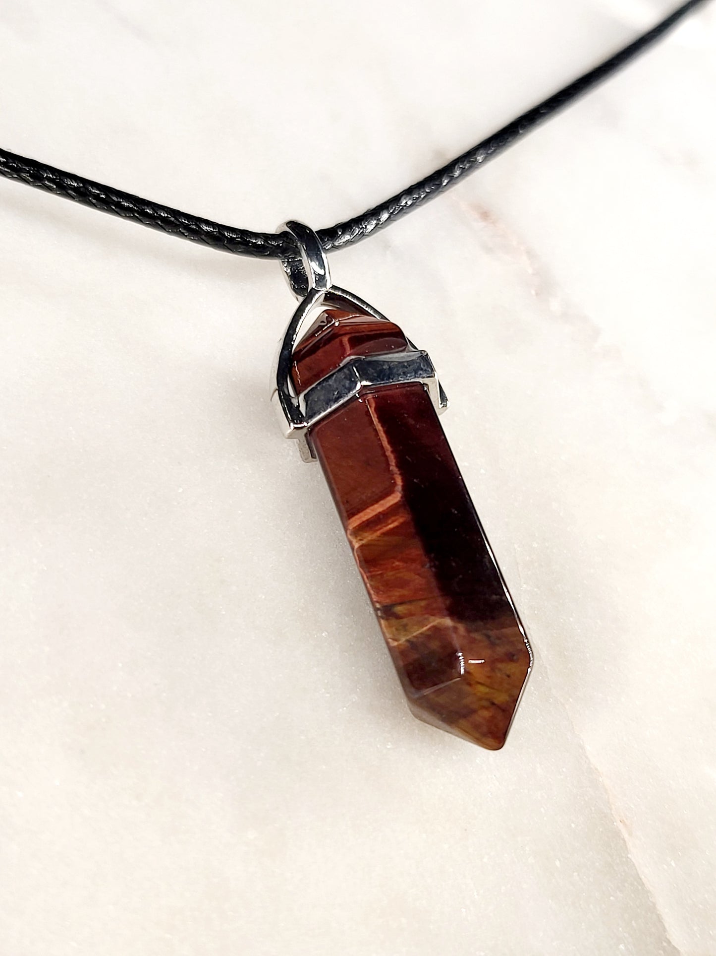 Tiger's Eye Crystal Point Necklace