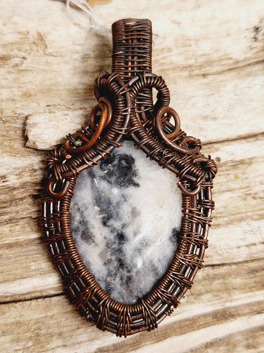 Jasper Oxidized Copper Wire Wrapped Necklace Pendant