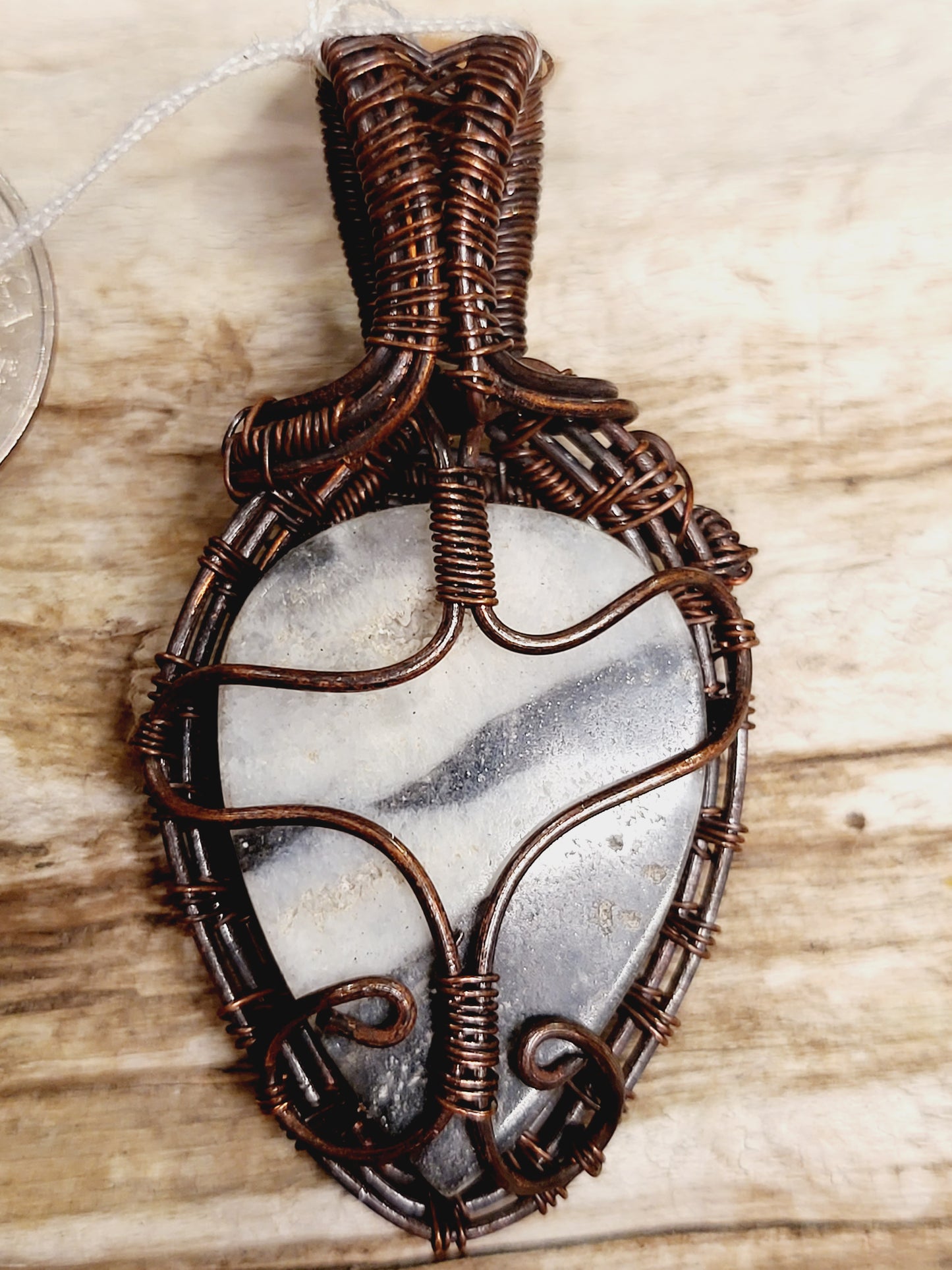 Jasper Oxidized Copper Wire Wrapped Necklace Pendant