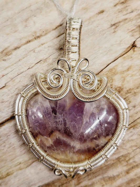 Amethyst Silver Wire Wrapped Necklace Pendant