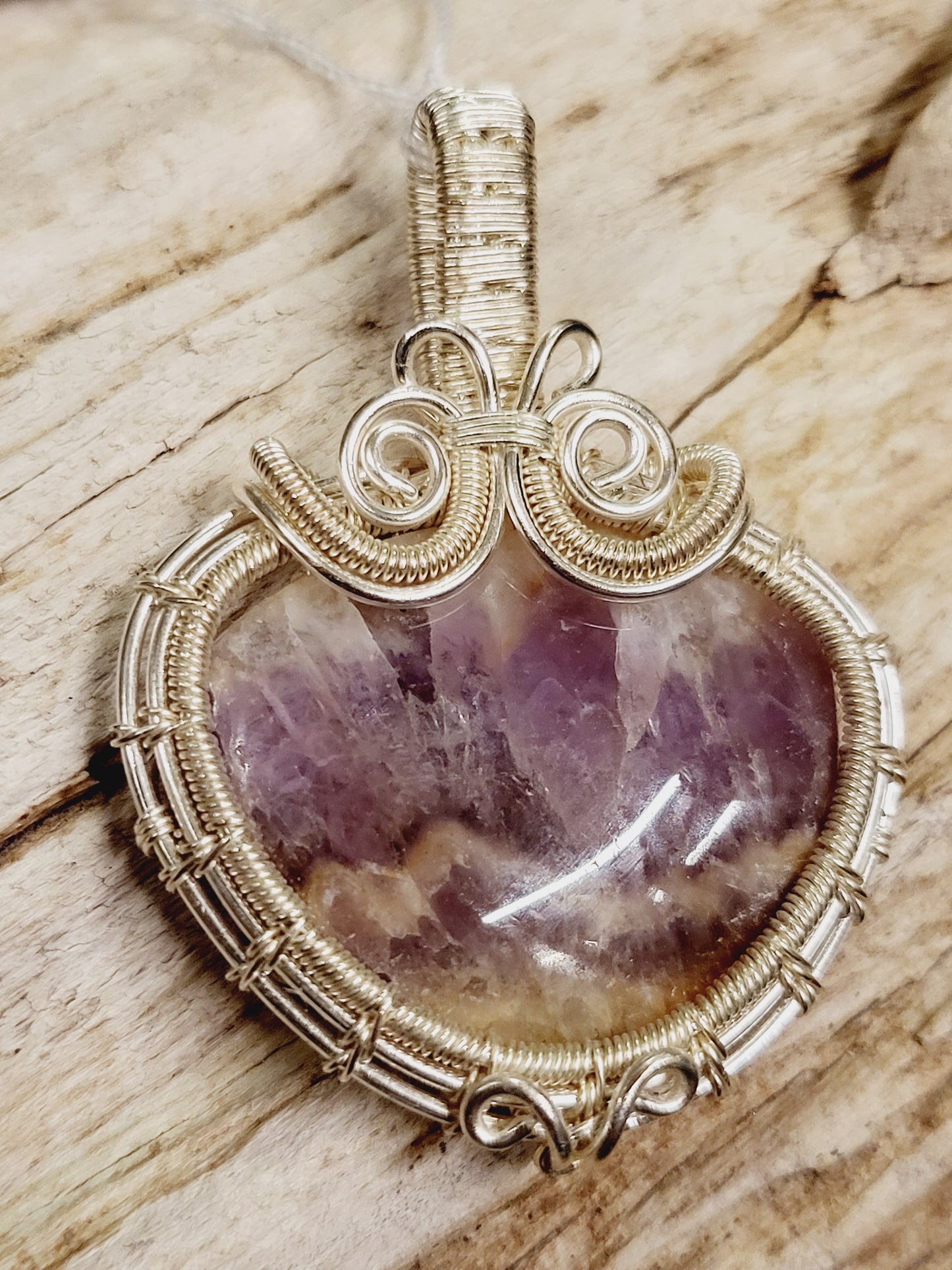 Amethyst Silver Wire Wrapped Necklace Pendant