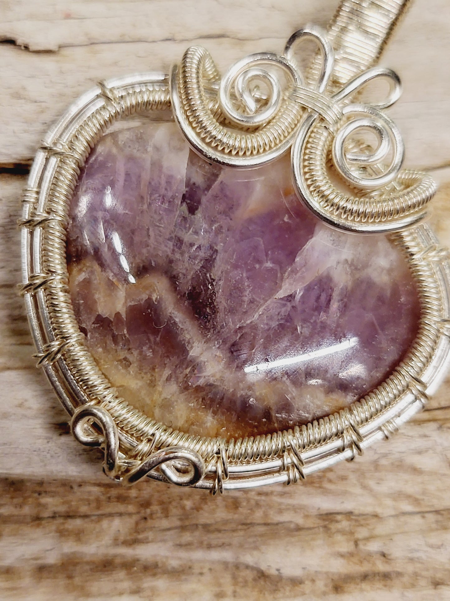 Amethyst Silver Wire Wrapped Necklace Pendant