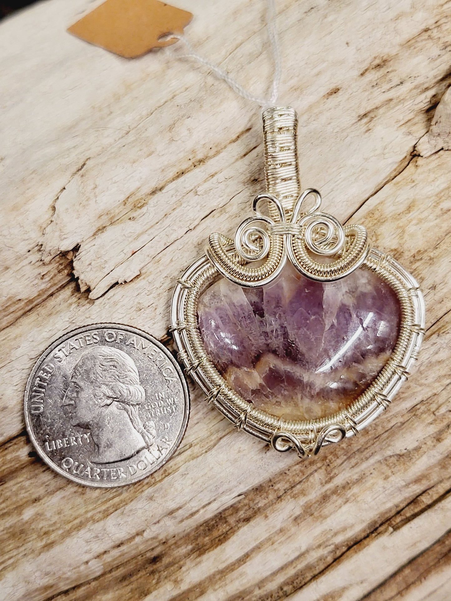 Amethyst Silver Wire Wrapped Necklace Pendant