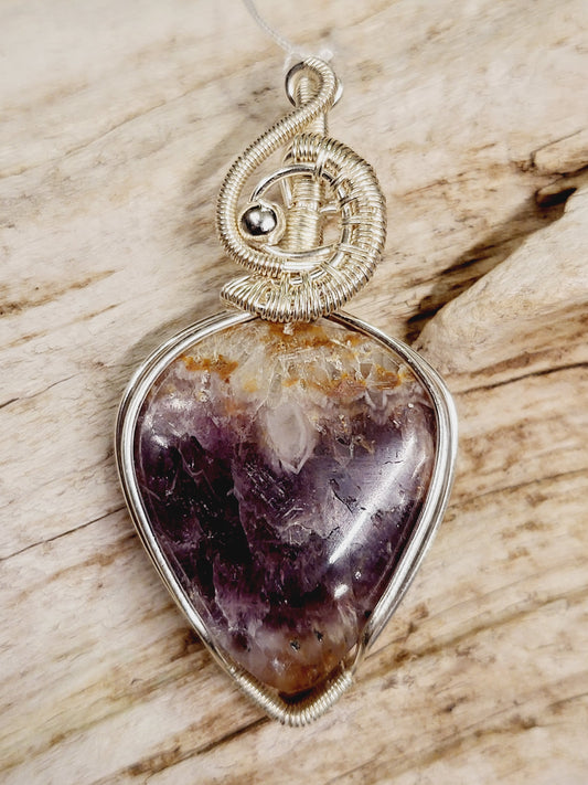 Amethyst Silver Wire Wrapped Necklace Pendant