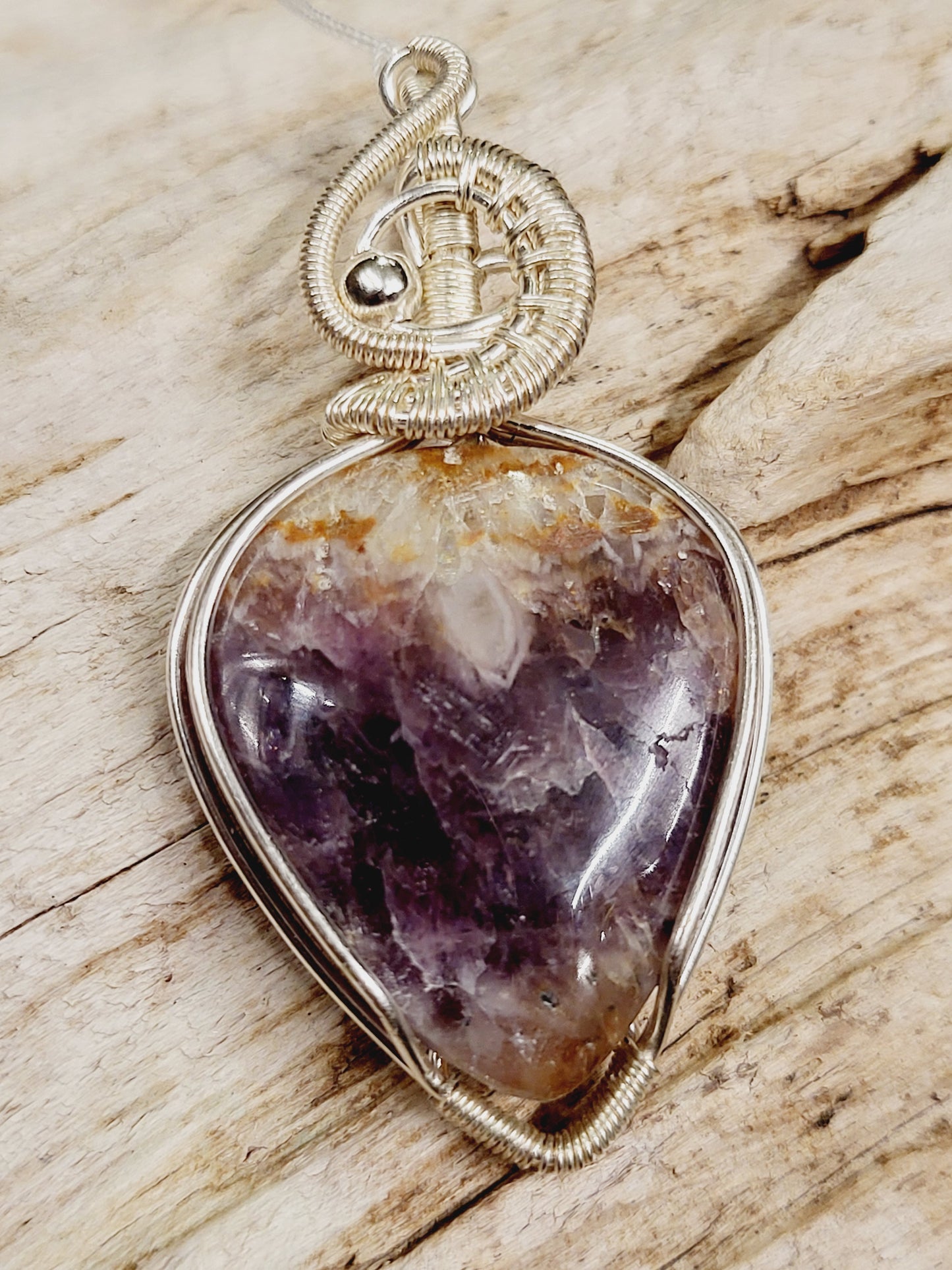 Amethyst Silver Wire Wrapped Necklace Pendant