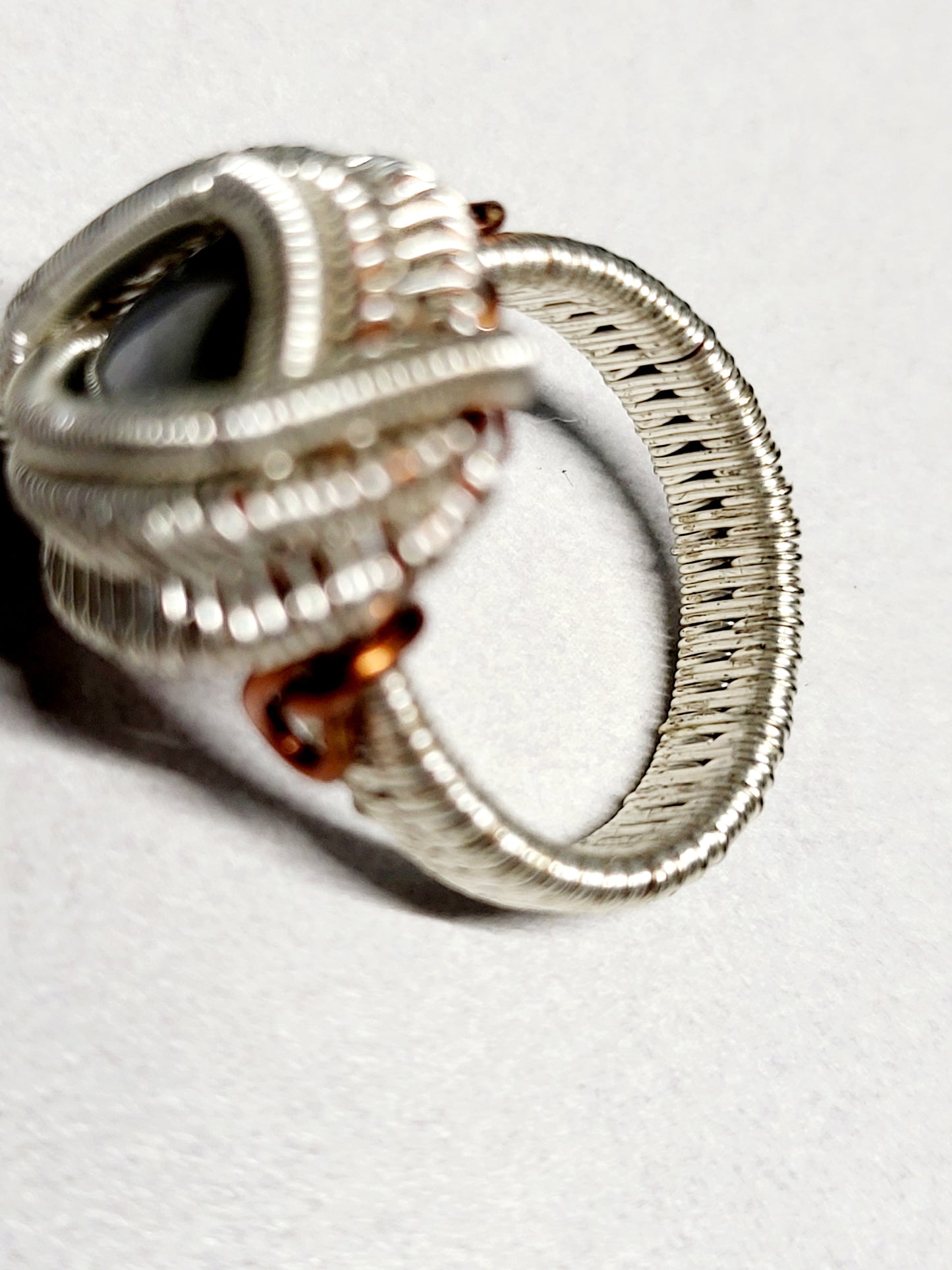 Labradorite and Silver Wire Wrapped Ring Size 8