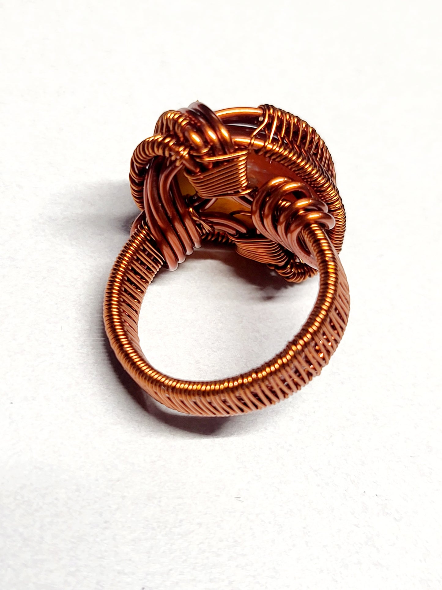 Carnelian and Copper Wire Wrapped Ring Size 8
