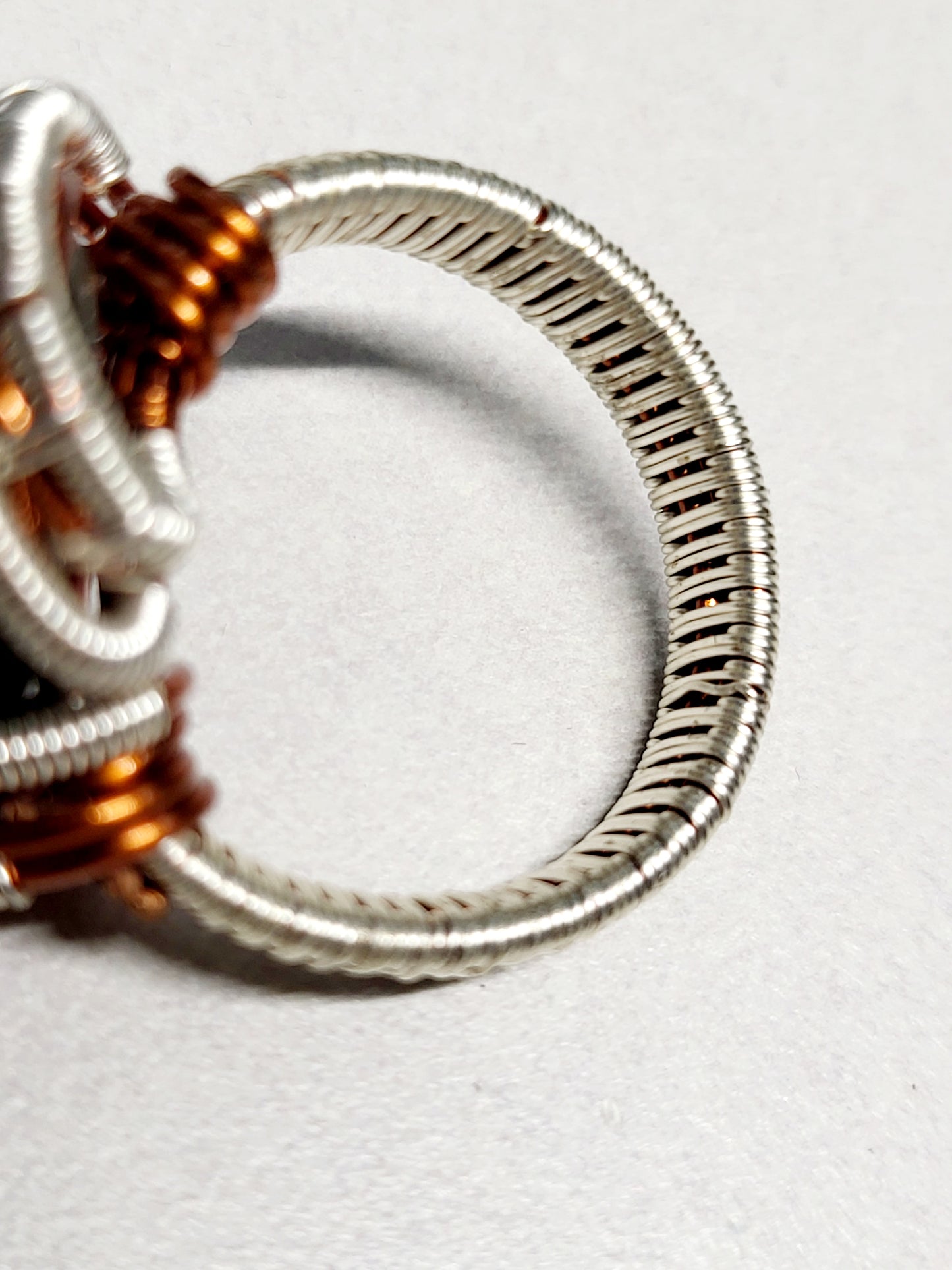 Labradorite and Silver/Copper Wire Wrapped Ring Size 11.5