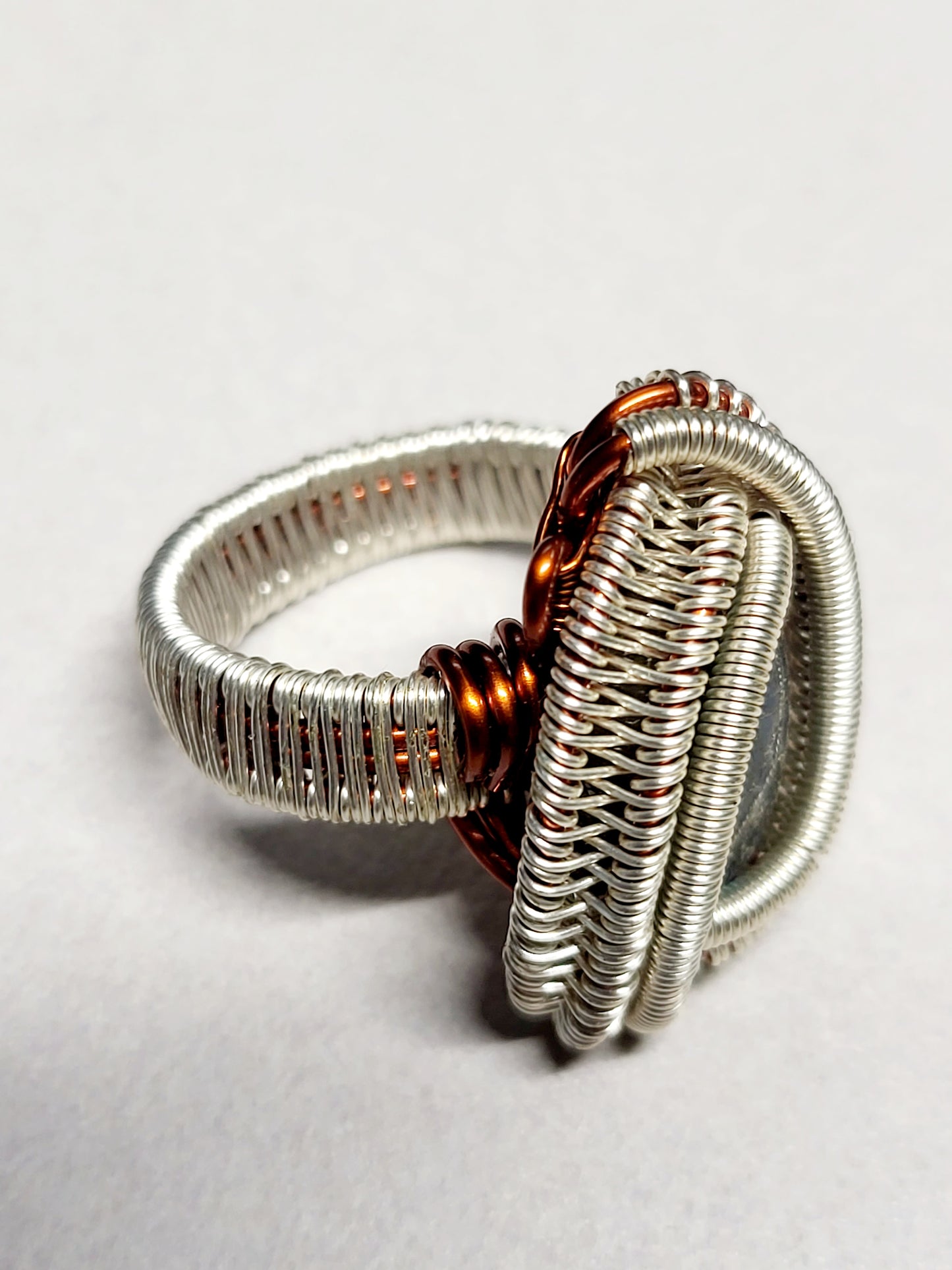 Labradorite and Silver Wire Wrapped Ring Size 7