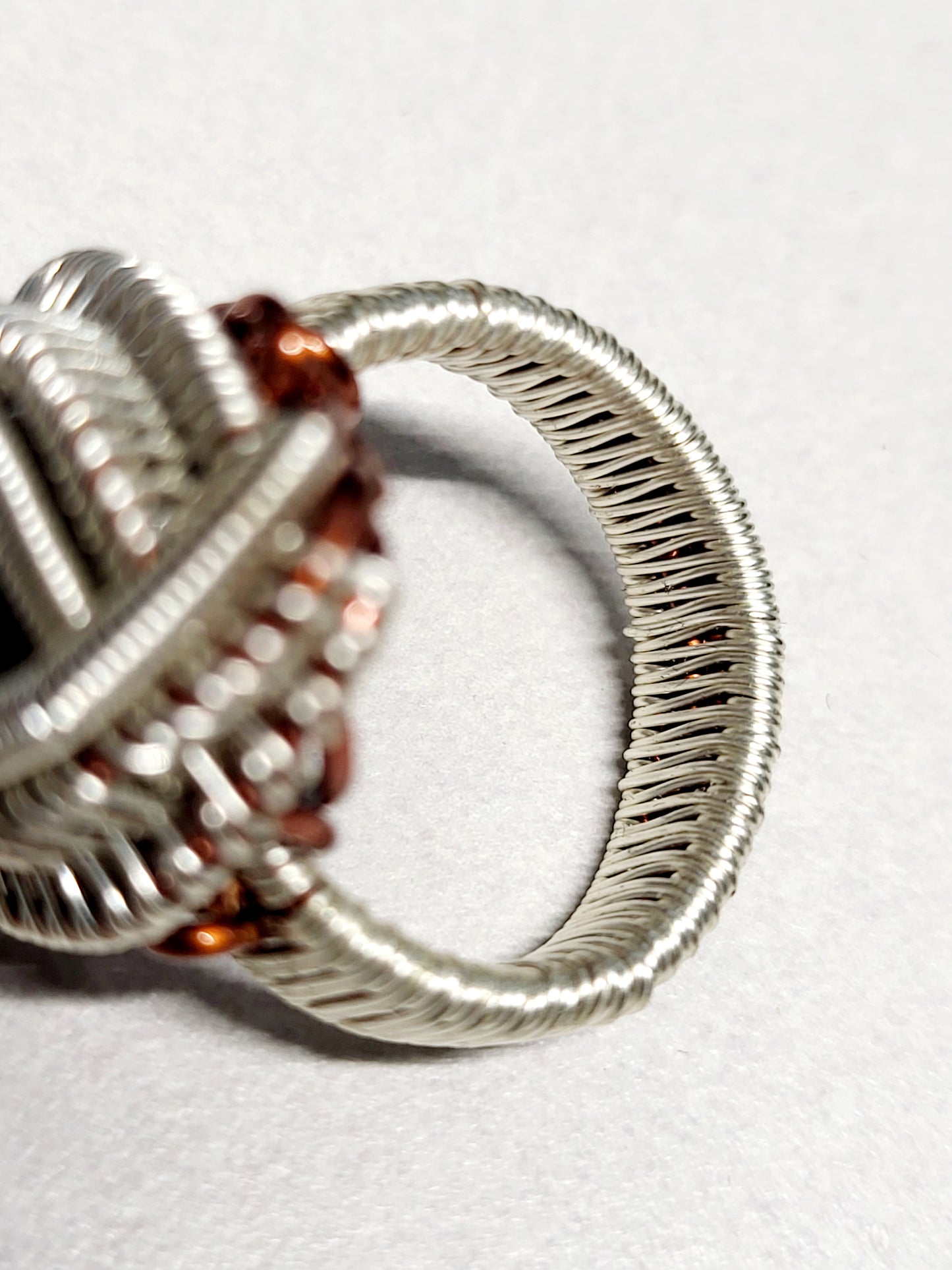 Labradorite and Silver Wire Wrapped Ring Size 7