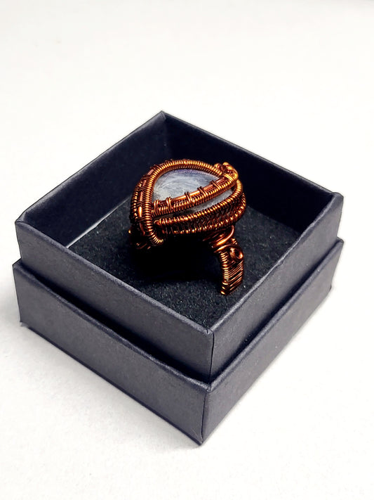 Labradorite and Copper Wire Wrapped Ring Size 12