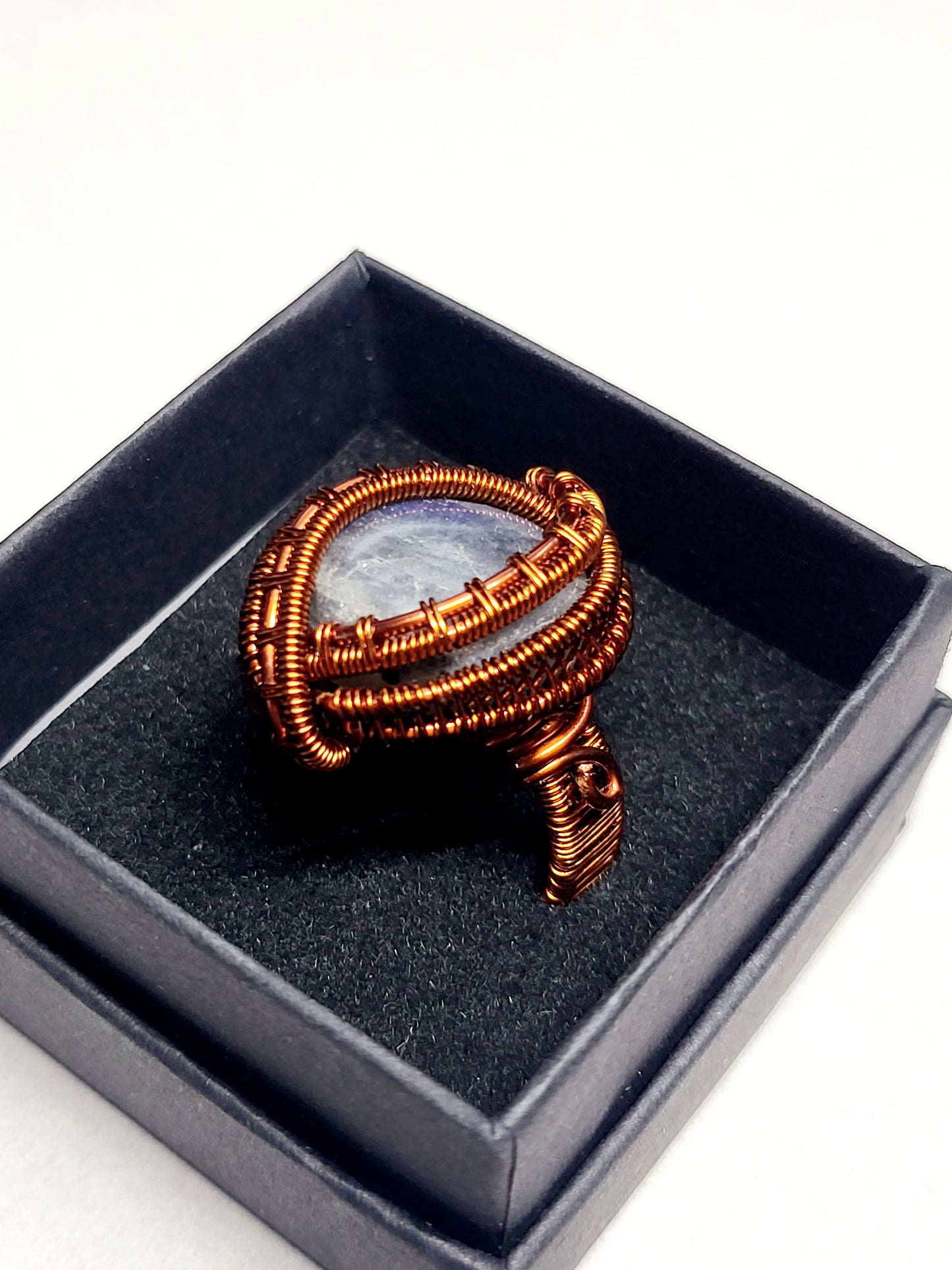 Labradorite and Copper Wire Wrapped Ring Size 12
