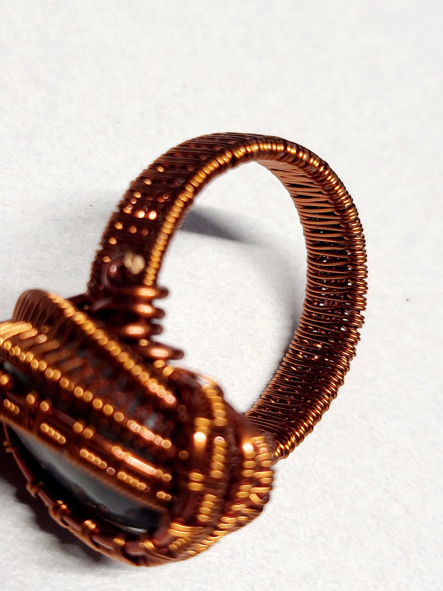 Labradorite and Copper Wire Wrapped Ring Size 12