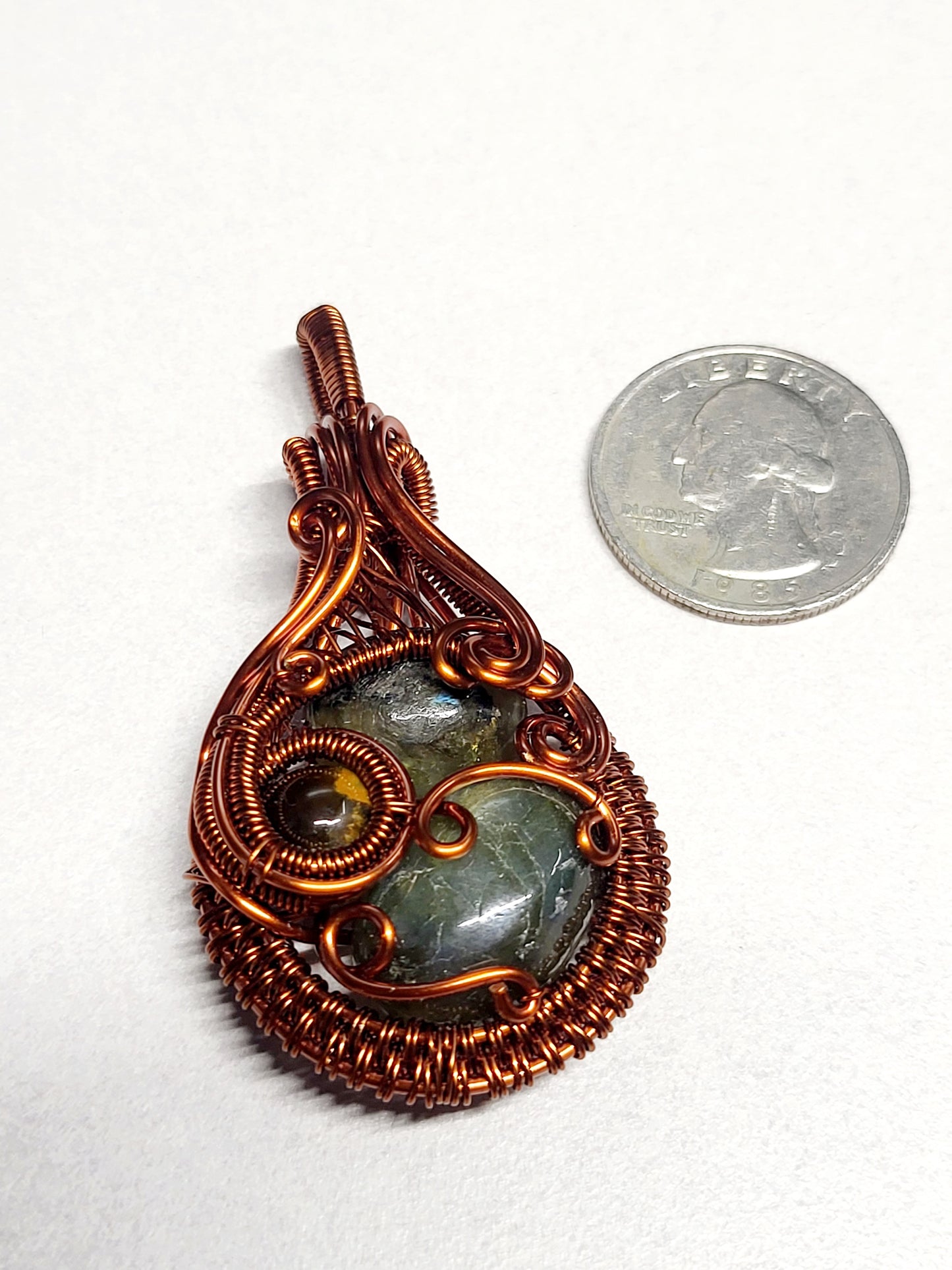 Multi-Crystal Copper Wire Wrapped Pendant Necklace