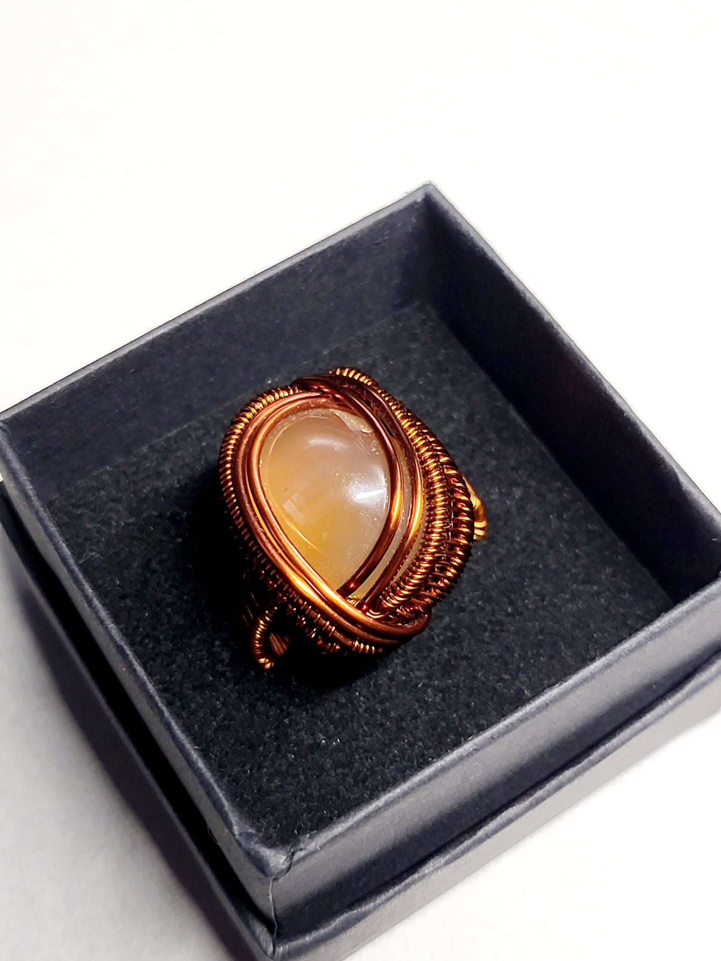 Carnelian and Copper Wire Wrapped Ring Size 10
