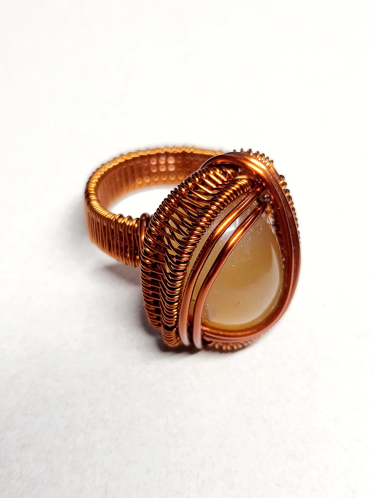 Carnelian and Copper Wire Wrapped Ring Size 10