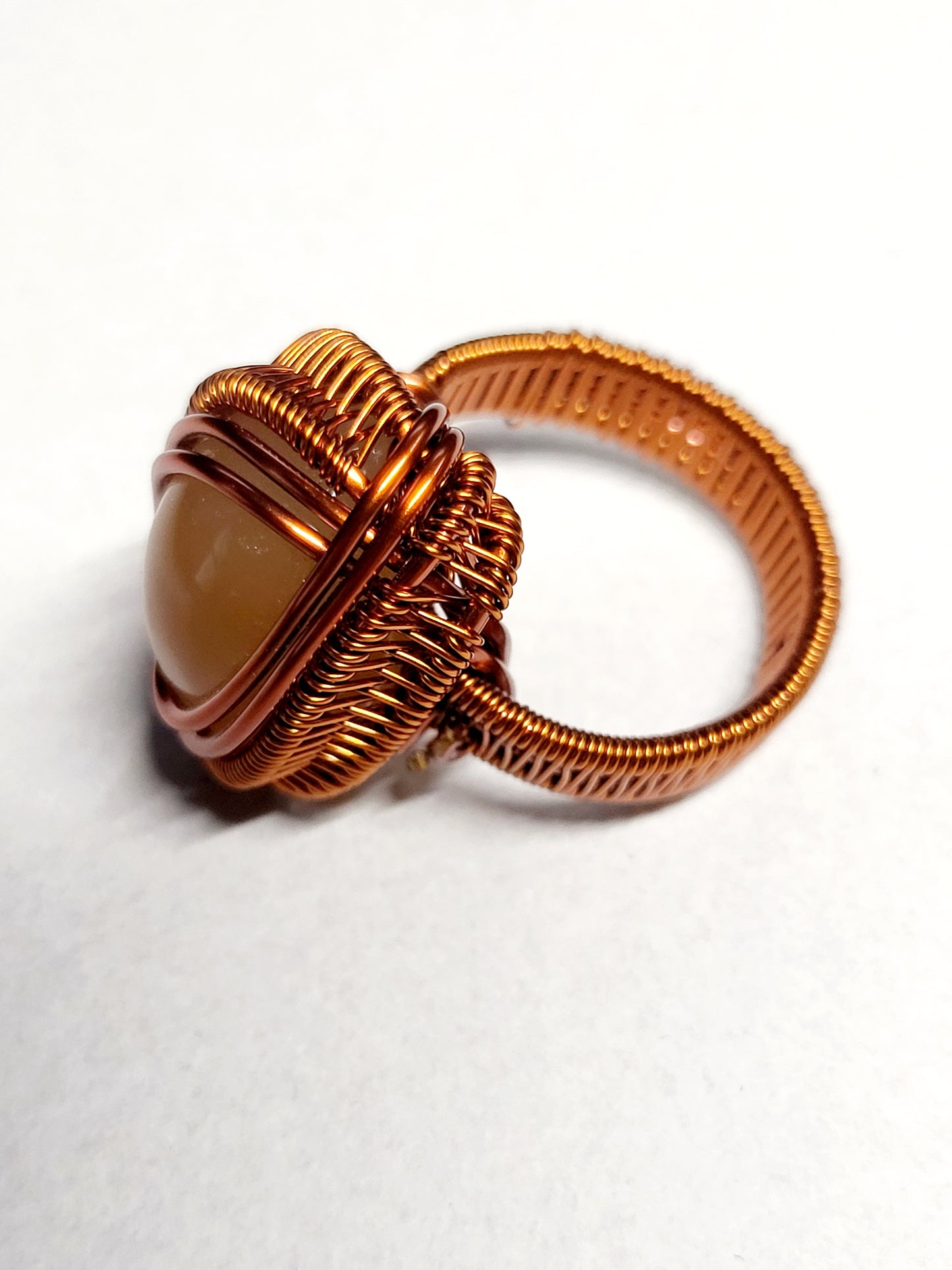 Carnelian and Copper Wire Wrapped Ring Size 10