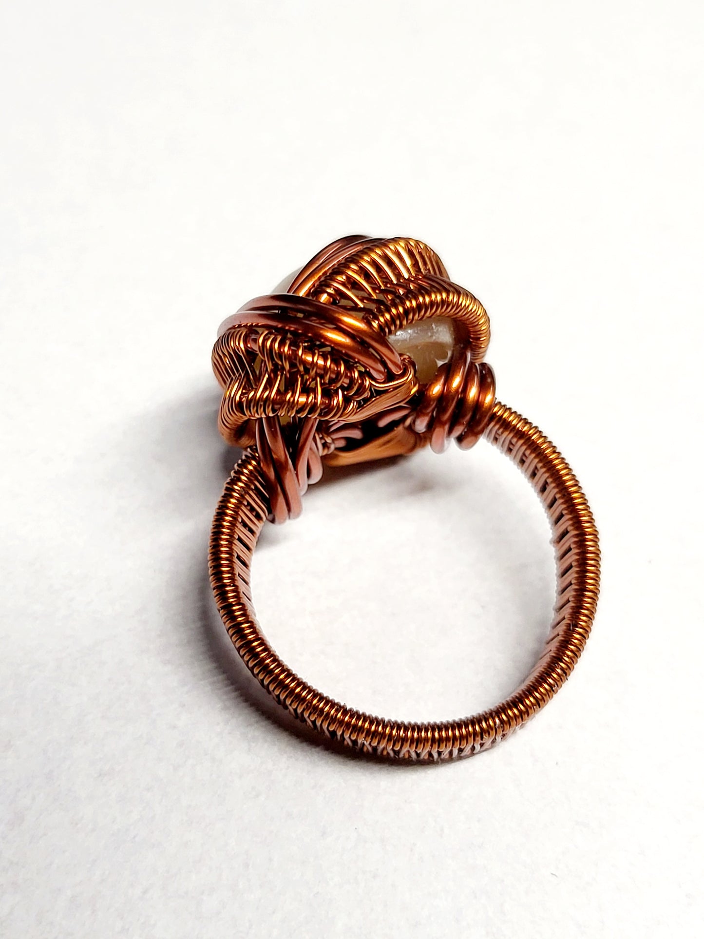 Carnelian and Copper Wire Wrapped Ring Size 10