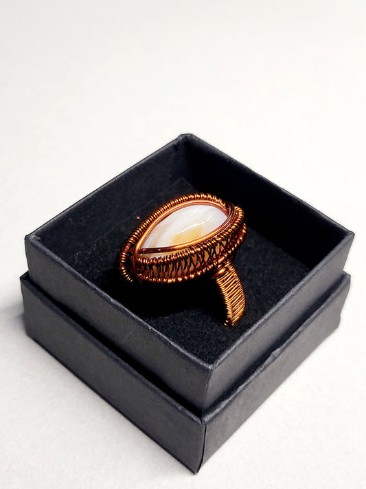 Carnelian and Copper Wire Wrapped Ring Size 11