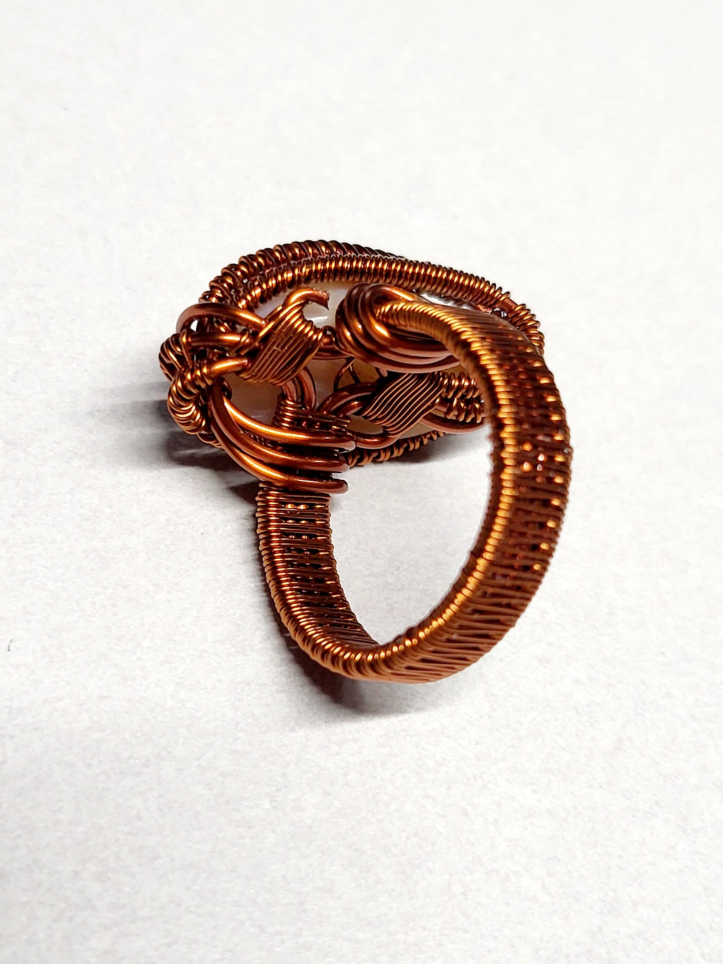 Carnelian and Copper Wire Wrapped Ring Size 11