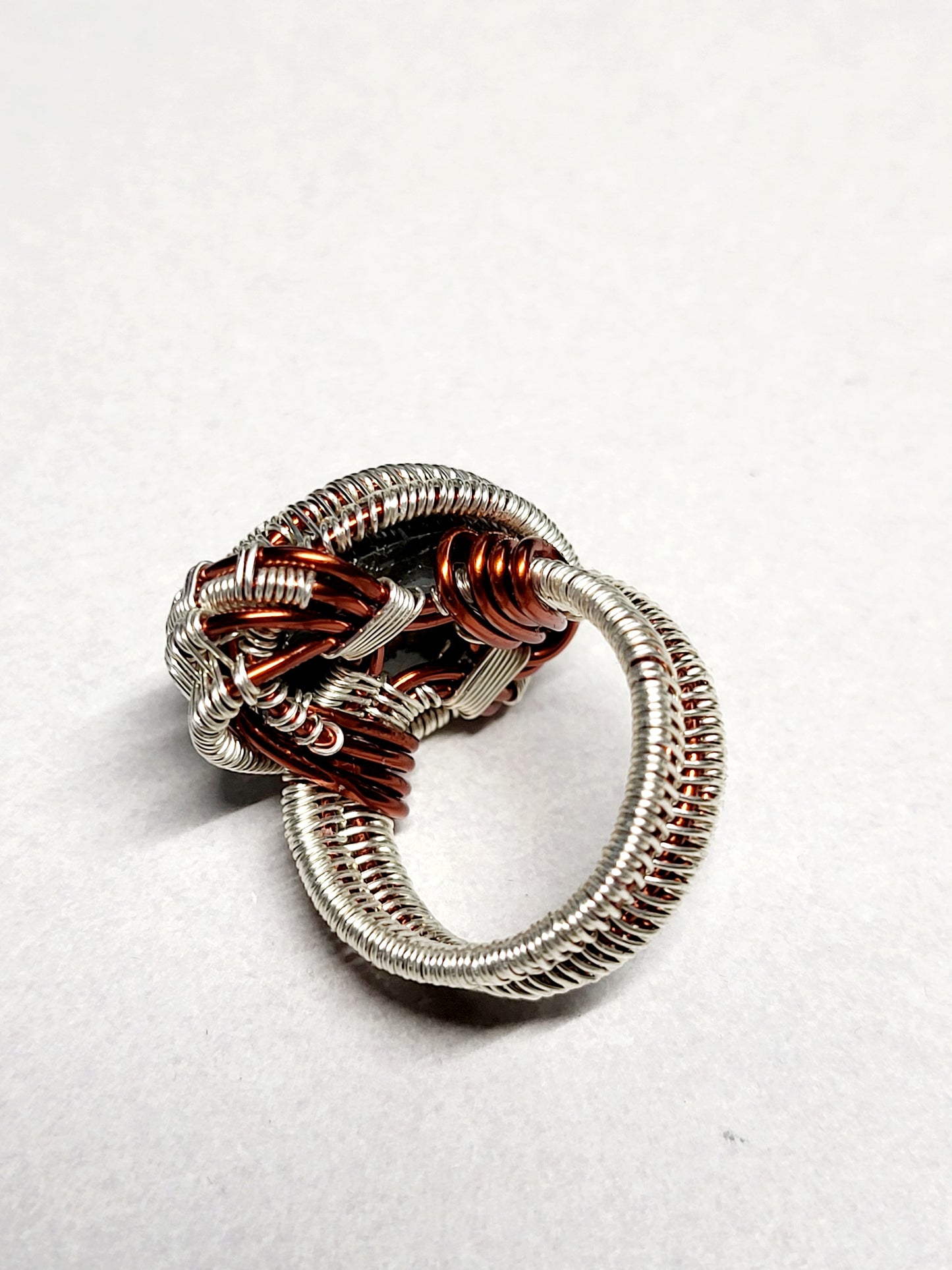 Labradorite and Silver Wire Wrapped Ring Size 7