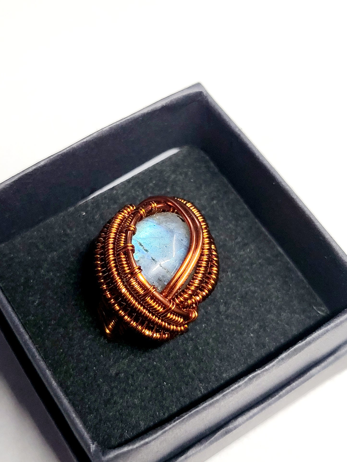 Labradorite and Copper Wire Wrapped Ring Size 6
