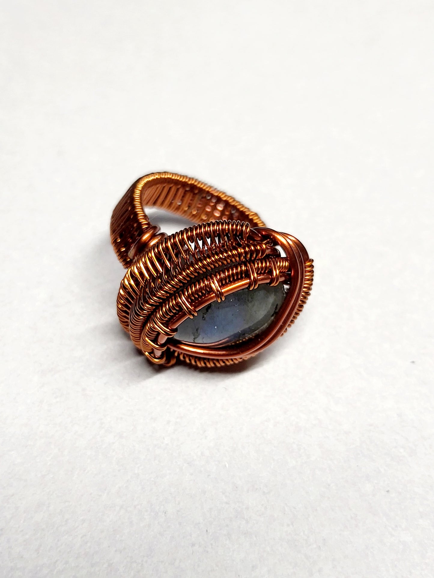 Labradorite and Copper Wire Wrapped Ring Size 6