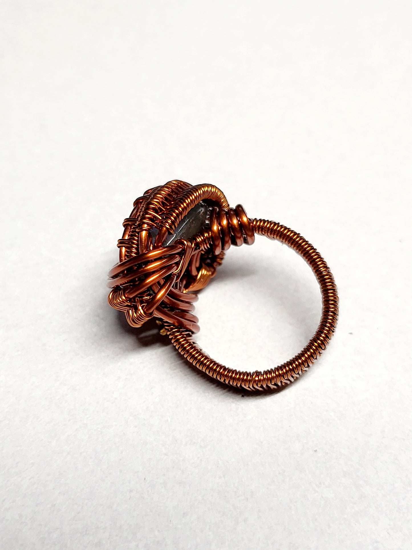 Labradorite and Copper Wire Wrapped Ring Size 6