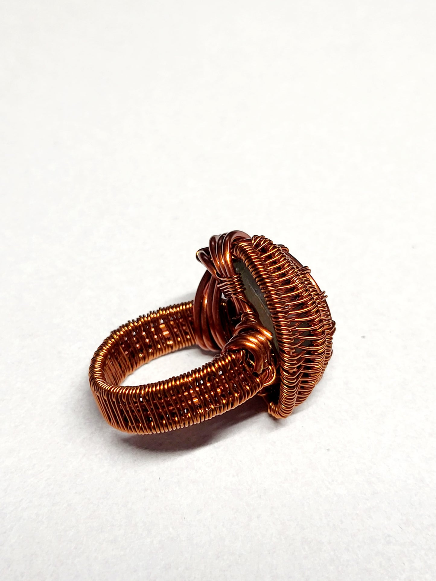 Labradorite and Copper Wire Wrapped Ring Size 6