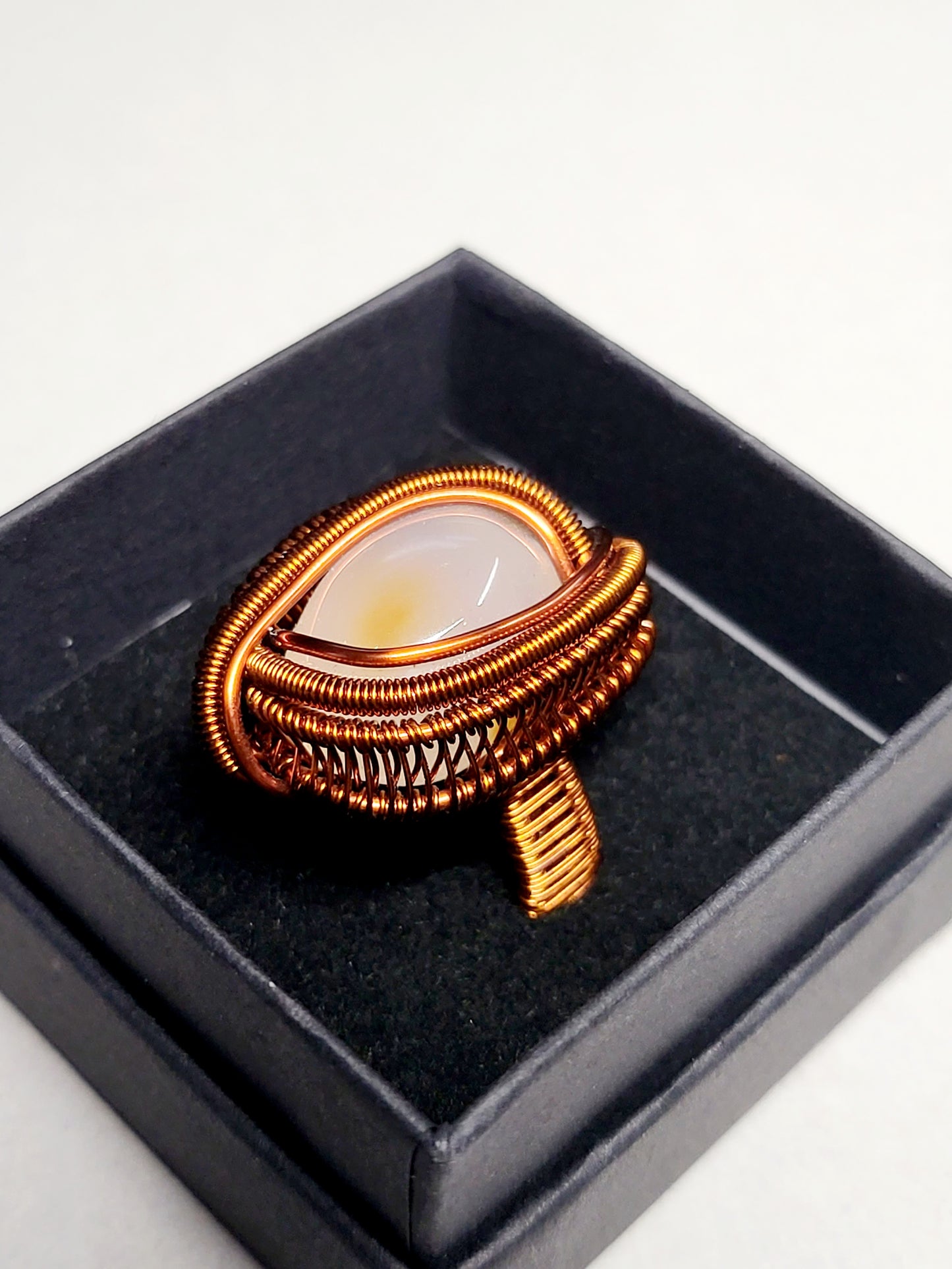 Carnelian and Copper Wire Wrapped Ring Size 10