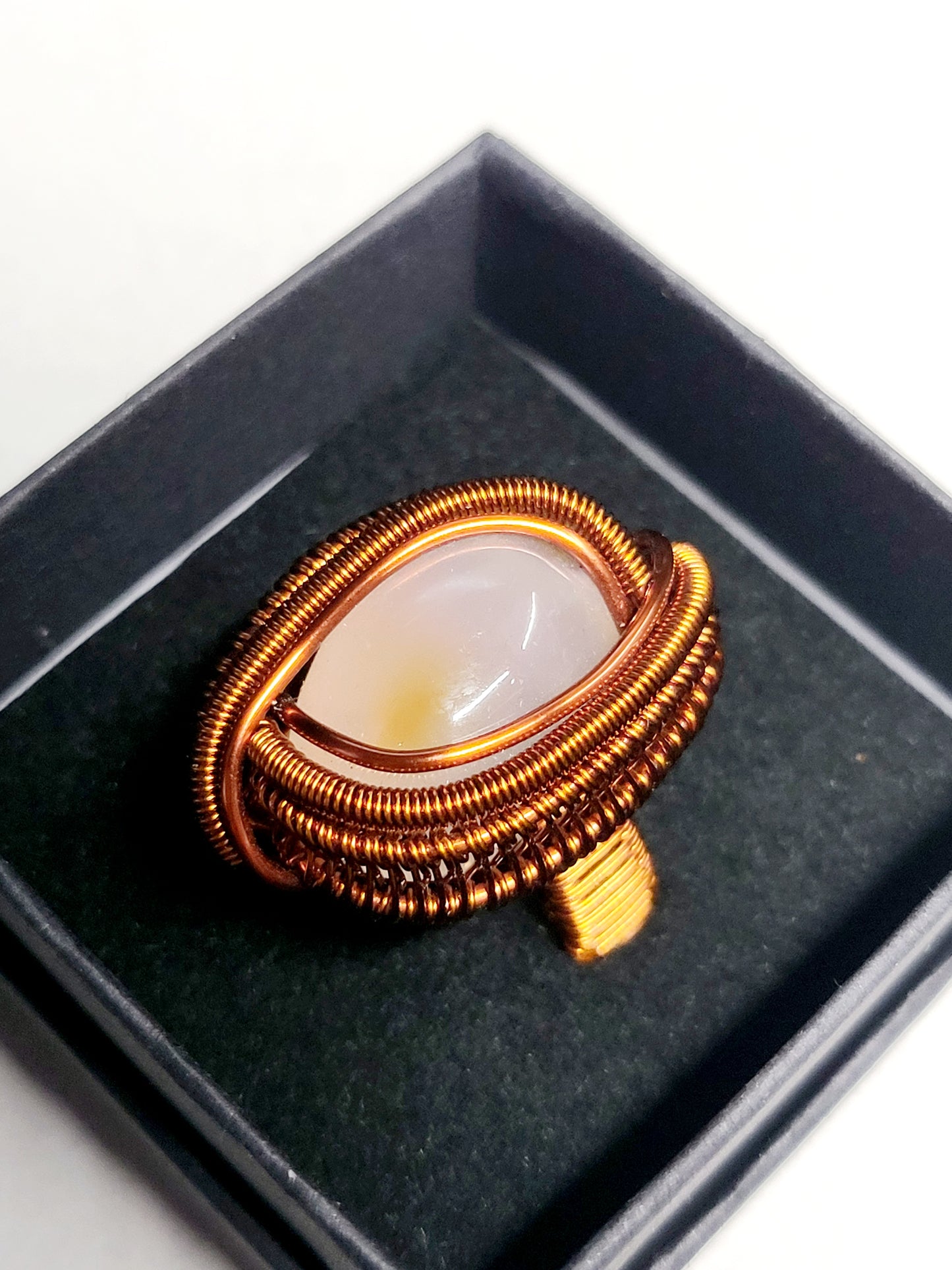 Carnelian and Copper Wire Wrapped Ring Size 10