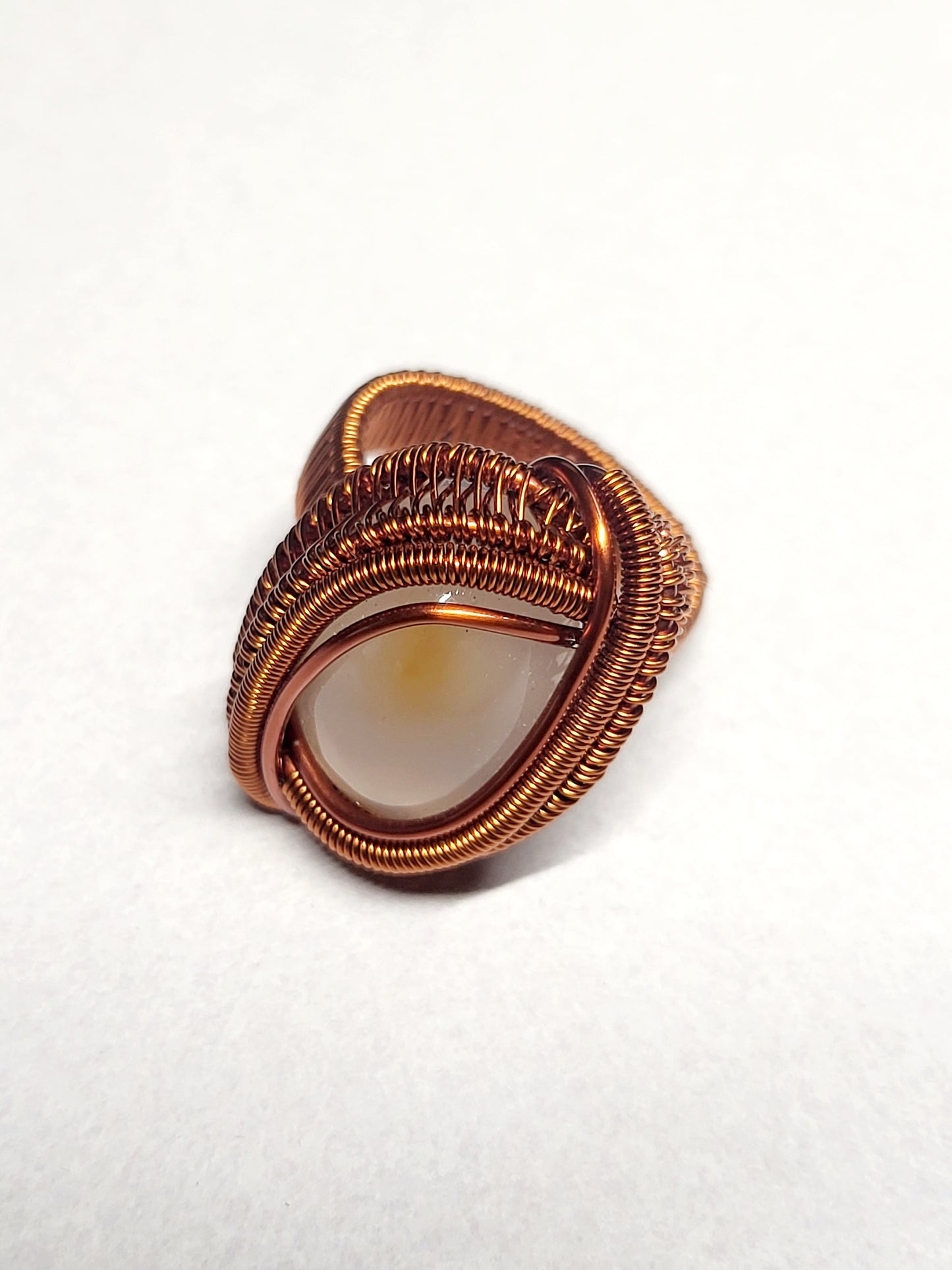 Carnelian and Copper Wire Wrapped Ring Size 10