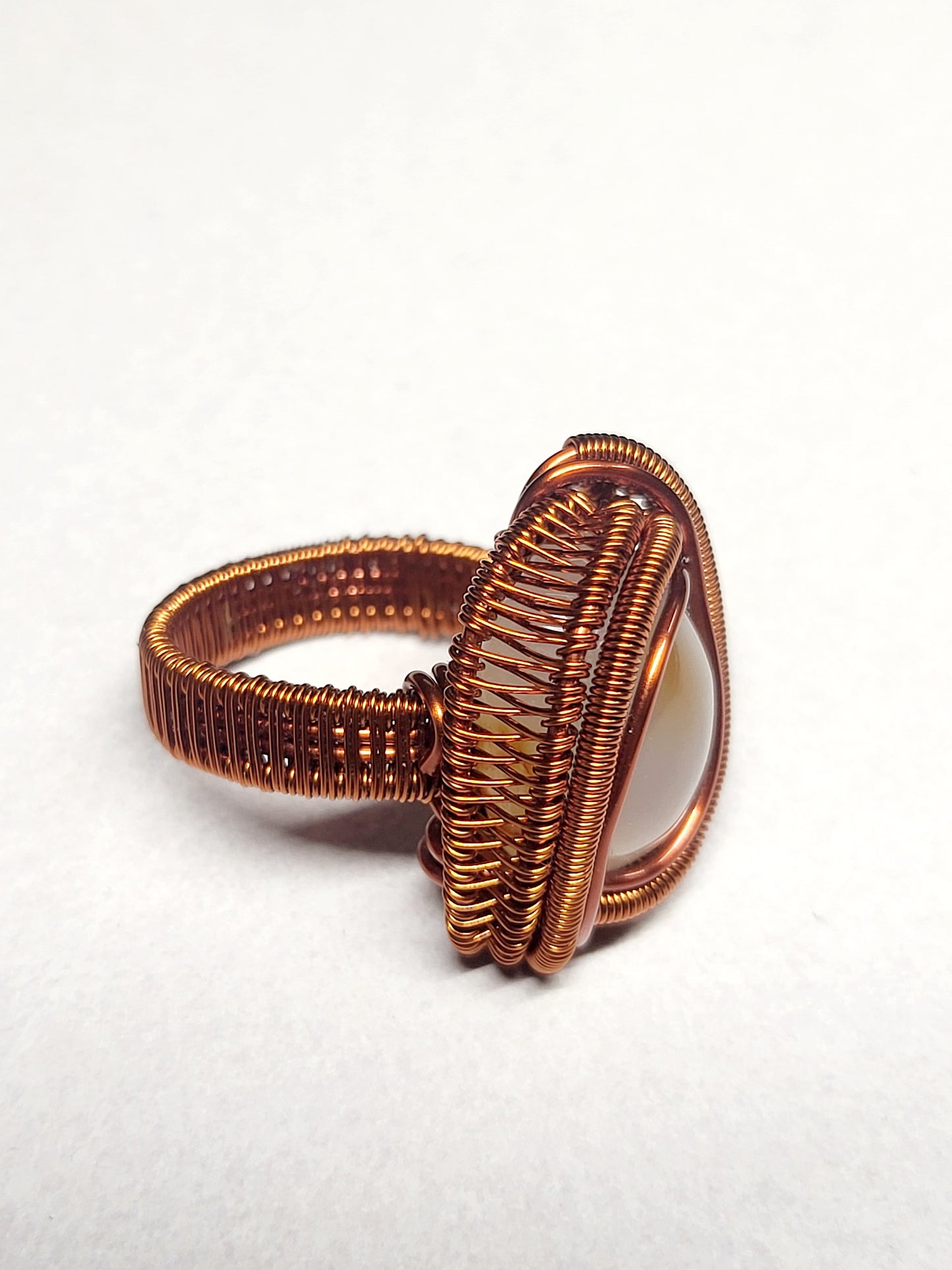 Carnelian and Copper Wire Wrapped Ring Size 10
