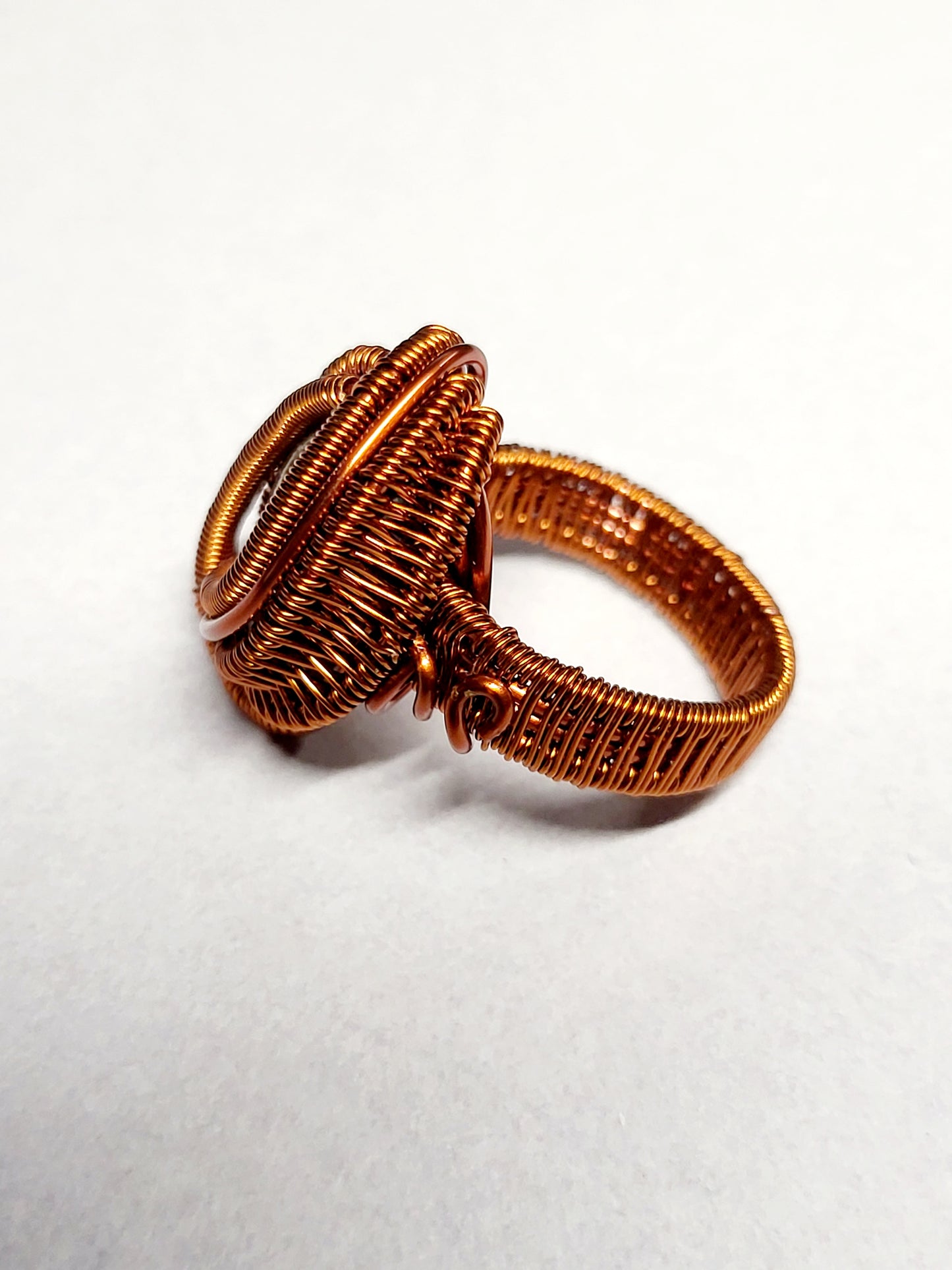 Labradorite and Copper Wire Wrapped Ring Size 8