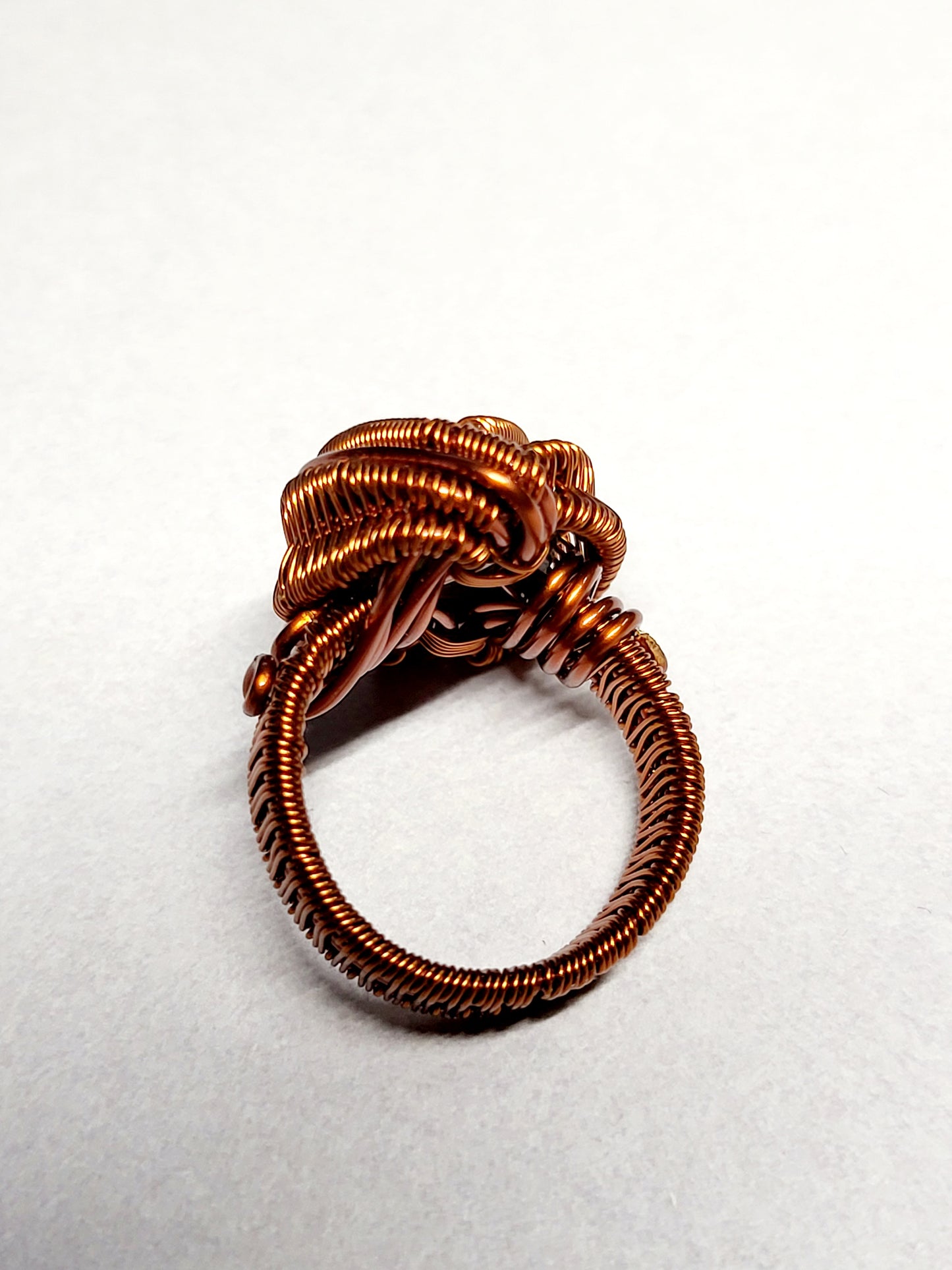 Labradorite and Copper Wire Wrapped Ring Size 8